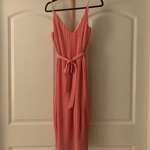 Pink Pleated Midi Dress